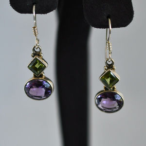 Sterling Silver Peridot/Amethyst Earrings